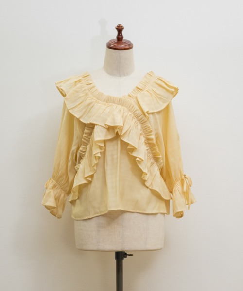 CLETTE(クレット)の「クロスフリル2WAYブラウス(シャツ/ブラウス・レディース・ブラック/イエロー/ホワイト・4L/3L/LL)」の19枚目の写真