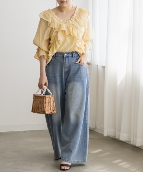 CLETTE(クレット)の「クロスフリル2WAYブラウス(シャツ/ブラウス・レディース・ブラック/イエロー/ホワイト・4L/3L/LL)」の17枚目の写真