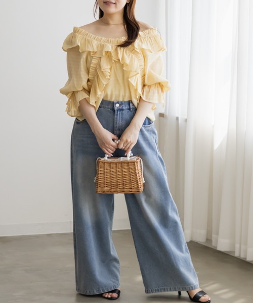 CLETTE(クレット)の「クロスフリル2WAYブラウス(シャツ/ブラウス・レディース・ブラック/イエロー/ホワイト・4L/3L/LL)」の18枚目の写真