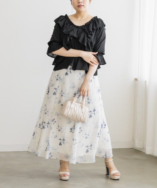 CLETTE(クレット)の「クロスフリル2WAYブラウス(シャツ/ブラウス・レディース・ブラック/イエロー/ホワイト・4L/3L/LL)」の12枚目の写真