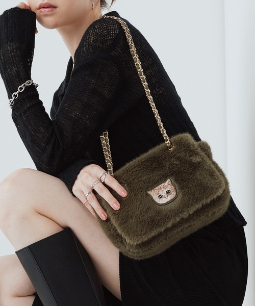 PAUL & JOE ACCESSOIRES(ポールアンドジョーアクセソワ)の「PAUL & JOE ACCESSOIRES (ポール&ジョーアクセソワ)ミニショルダーバッグ PJA-B1282 ファーヌネット(ショルダーバッグ・レディース・ブラウン/グリーン・FREE)」の1枚目の写真