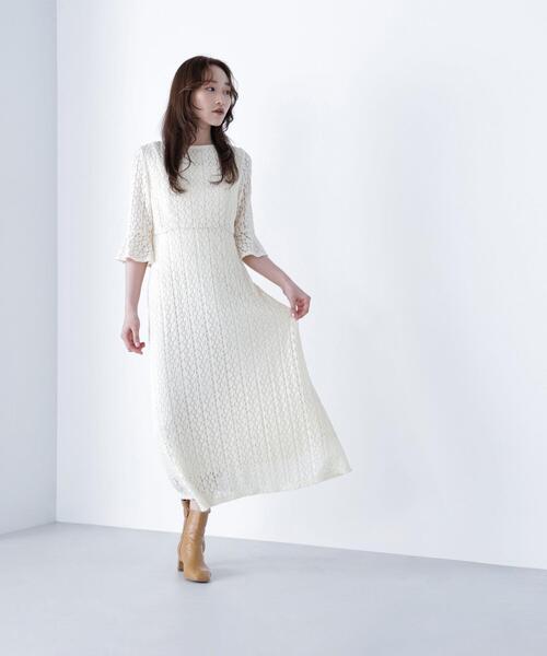 NATURAL BEAUTY BASIC(ナチュラルビューティーベーシック)の「◇レースフレアワンピース(ワンピース・レディース・オフホワイト/ダークブラウン・MEDIUM/P/S)」の2枚目の写真