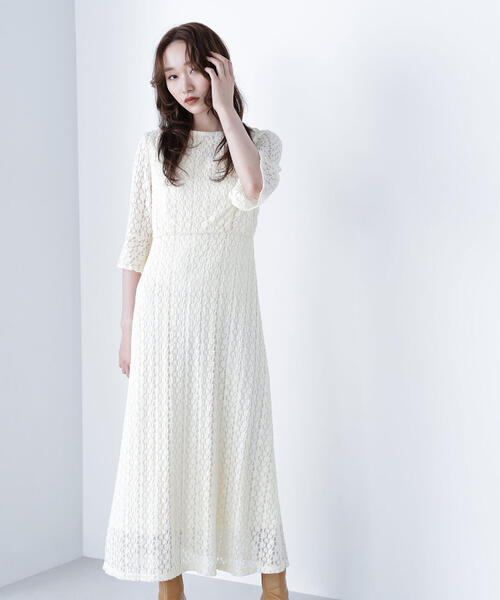 NATURAL BEAUTY BASIC（ナチュラルビューティーベーシック）の「◇レースフレアワンピース（ワンピース・レディース・オフホワイト/ダークブラウン・MEDIUM/P/S）」の22枚目の写真