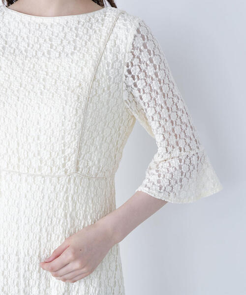 NATURAL BEAUTY BASIC（ナチュラルビューティーベーシック）の「◇レースフレアワンピース（ワンピース・レディース・オフホワイト/ダークブラウン・MEDIUM/P/S）」の4枚目の写真