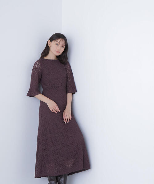 NATURAL BEAUTY BASIC（ナチュラルビューティーベーシック）の「◇レースフレアワンピース（ワンピース・レディース・オフホワイト/ダークブラウン・MEDIUM/P/S）」の2枚目の写真