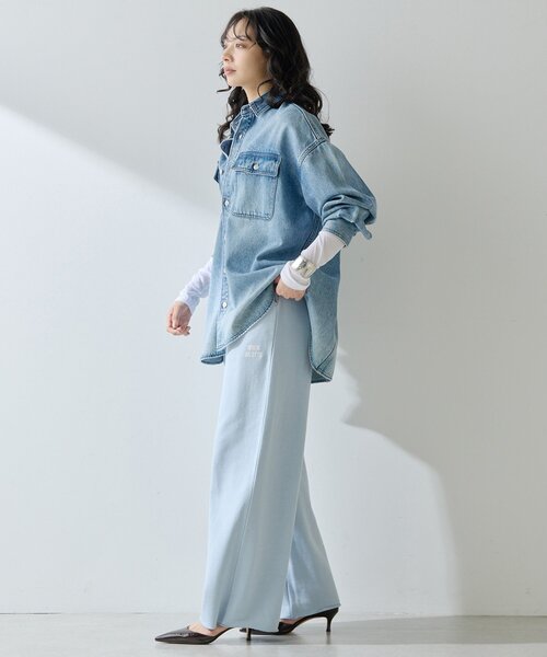 Whim Gazette（ウィムガゼット）の「ロゴ裏毛ワイドパンツ（スウェットパンツ・レディース・ベージュ/ブルー系その他/グレー・FREE）」の12枚目の写真