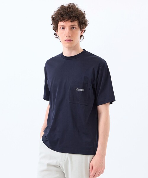 MACKINTOSH PHILOSOPHY(マッキントッシュ フィロソフィー)の「シルケットスムース クルーネック半袖ポケT(Tシャツ/カットソー・メンズ・ホワイト/ダークネイビー・38/40)」の2枚目の写真