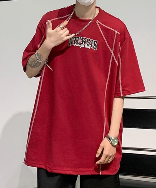 THE HITSS（ヒッツ）の「ロゴプリント オーバーサイズ ステッチデザイン Tシャツ（Tシャツ/カットソー・メンズ・ホワイト/レッド/ブラック・FREE）」の11枚目の写真