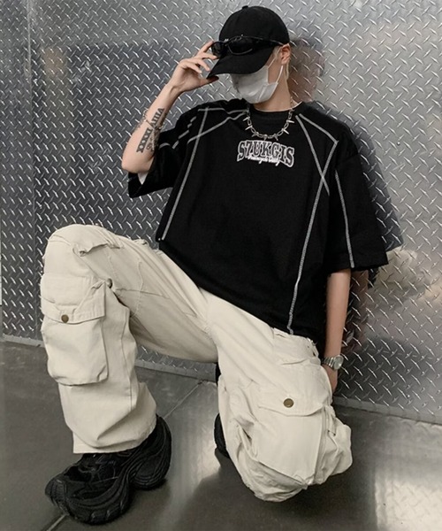 THE HITSS（ヒッツ）の「ロゴプリント オーバーサイズ ステッチデザイン Tシャツ（Tシャツ/カットソー・メンズ・ホワイト/レッド/ブラック・FREE）」の22枚目の写真