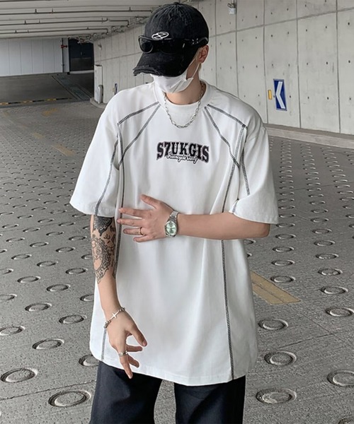 THE HITSS（ヒッツ）の「ロゴプリント オーバーサイズ ステッチデザイン Tシャツ（Tシャツ/カットソー・メンズ・ホワイト/レッド/ブラック・FREE）」の17枚目の写真