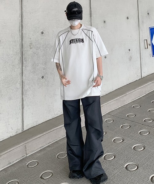 THE HITSS（ヒッツ）の「ロゴプリント オーバーサイズ ステッチデザイン Tシャツ（Tシャツ/カットソー・メンズ・ホワイト/レッド/ブラック・FREE）」の18枚目の写真