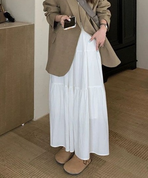 Per sist ence(パーシエンス)の「ティアードフレアスカート(スカート・レディース・ホワイト/ブラック/ピンク・ONE SIZE)」の5枚目の写真