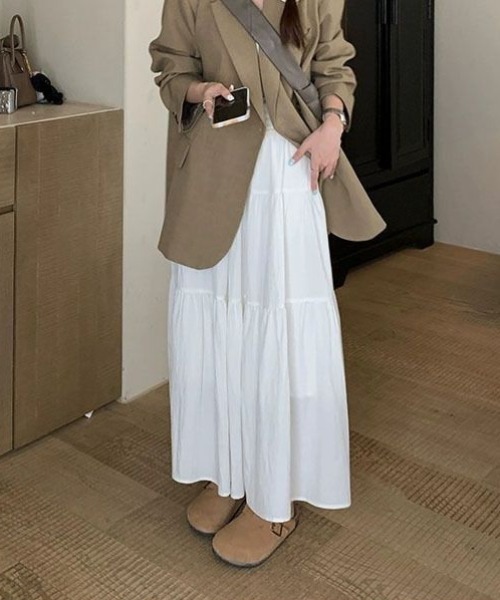 Per sist ence(パーシエンス)の「ティアードフレアスカート(スカート・レディース・ホワイト/ブラック/ピンク・ONE SIZE)」の6枚目の写真