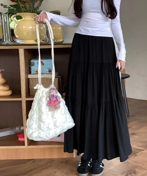 Per sist ence(パーシエンス)の「ティアードフレアスカート(スカート・レディース・ホワイト/ブラック/ピンク・ONE SIZE)」の9枚目の写真