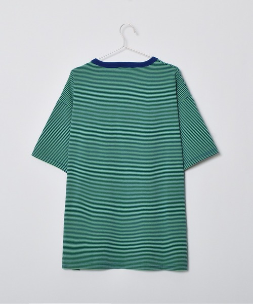 DOUBLE STEAL(ダブルスティール)の「ボーダー天竺半袖T(Tシャツ/カットソー・メンズ・グリーン・LARGE/MEDIUM)」の11枚目の写真