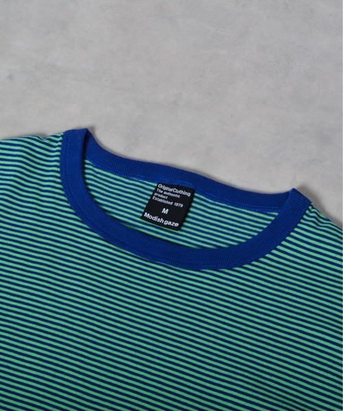DOUBLE STEAL(ダブルスティール)の「ボーダー天竺半袖T(Tシャツ/カットソー・メンズ・グリーン・LARGE/MEDIUM)」の12枚目の写真