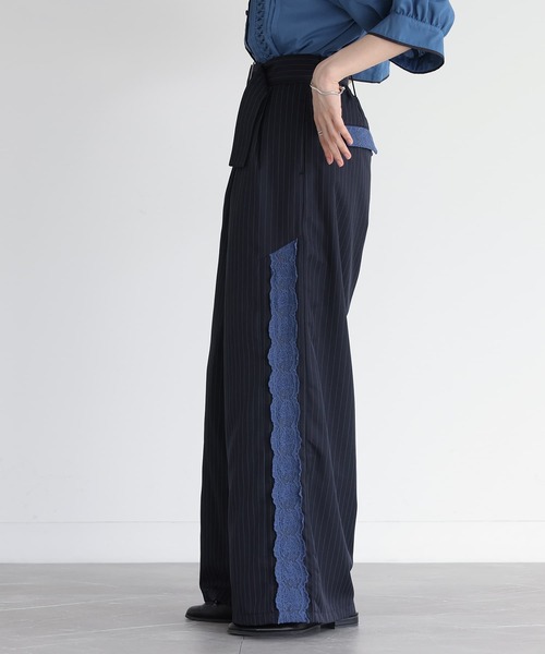 somari imagination（ソマリ イマジネーション）の「『サイドレースワイドパンツ』（その他パンツ・レディース・ネイビー/グレー・1/2）」の4枚目の写真