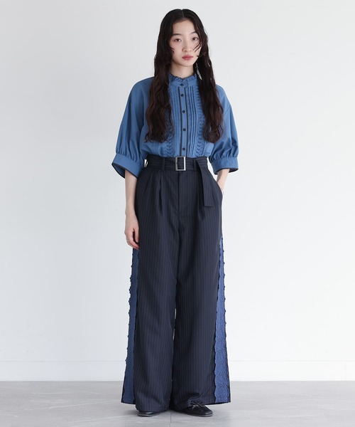 somari imagination（ソマリ イマジネーション）の「『サイドレースワイドパンツ』（その他パンツ・レディース・ネイビー/グレー・1/2）」の9枚目の写真