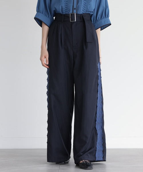 somari imagination（ソマリ イマジネーション）の「『サイドレースワイドパンツ』（その他パンツ・レディース・ネイビー/グレー・1/2）」の3枚目の写真