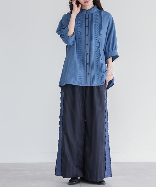 somari imagination（ソマリ イマジネーション）の「『サイドレースワイドパンツ』（その他パンツ・レディース・ネイビー/グレー・1/2）」の8枚目の写真