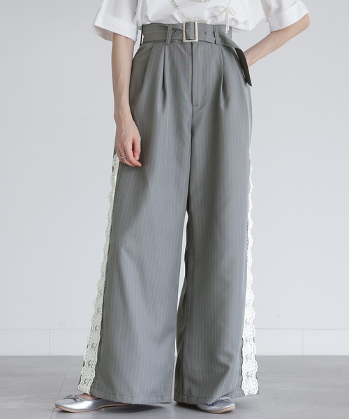 somari imagination（ソマリ イマジネーション）の「『サイドレースワイドパンツ』（その他パンツ・レディース・ネイビー/グレー・1/2）」の14枚目の写真