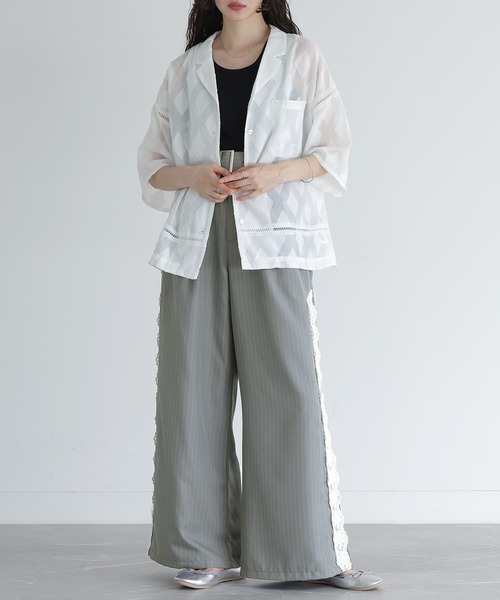 somari imagination（ソマリ イマジネーション）の「『サイドレースワイドパンツ』（その他パンツ・レディース・ネイビー/グレー・1/2）」の17枚目の写真