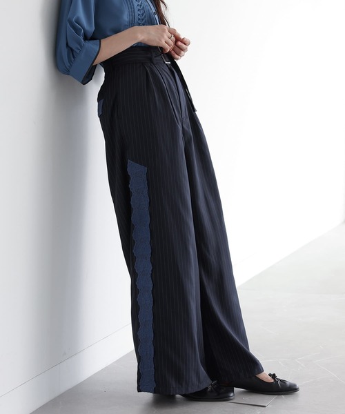 somari imagination（ソマリ イマジネーション）の「『サイドレースワイドパンツ』（その他パンツ・レディース・ネイビー/グレー・1/2）」の6枚目の写真