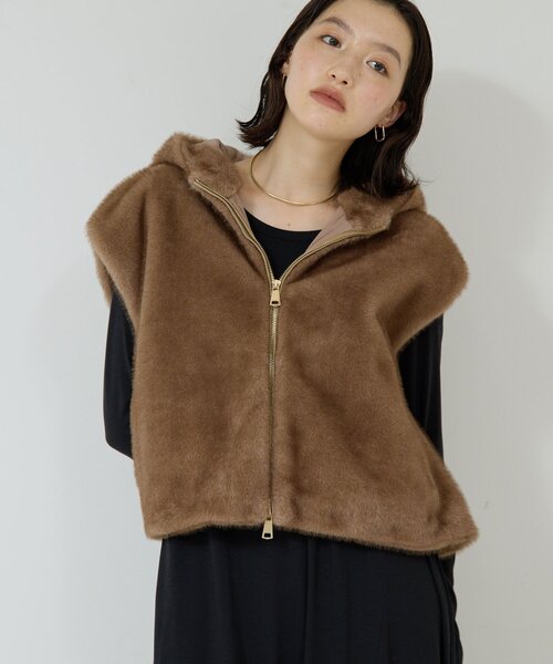 プラスワンで着映え！】フーディーファーベスト（ベスト