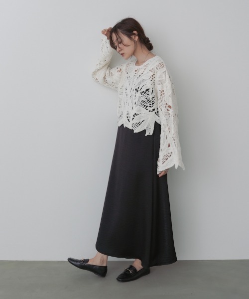 Bab(バブ)の「モールヤーンクロシェショートトップス(Tシャツ/カットソー・レディース・アイボリー/チャコールグレー/ブラウン/ピンク・FREE)」の10枚目の写真