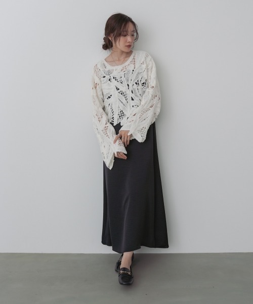 Bab(バブ)の「モールヤーンクロシェショートトップス(Tシャツ/カットソー・レディース・アイボリー/チャコールグレー/ブラウン/ピンク・FREE)」の20枚目の写真