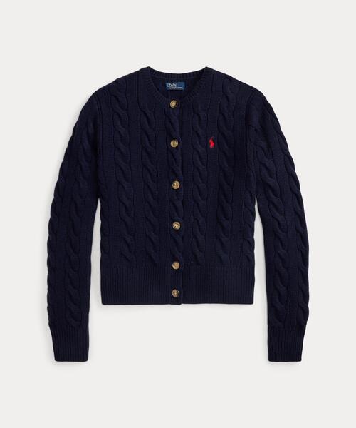 POLO RALPH LAUREN（ポロ ラルフ ローレン）の「ケーブルニット ウールカシミヤ カーディガン（カーディガン/ボレロ・レディース・ブルー・L/XXS/XS/XL/S/M）」の8枚目の写真