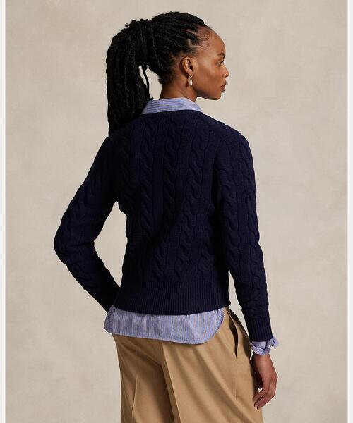 POLO RALPH LAUREN（ポロ ラルフ ローレン）の「ケーブルニット ウールカシミヤ カーディガン（カーディガン/ボレロ・レディース・ブルー・L/XXS/XS/XL/S/M）」の6枚目の写真
