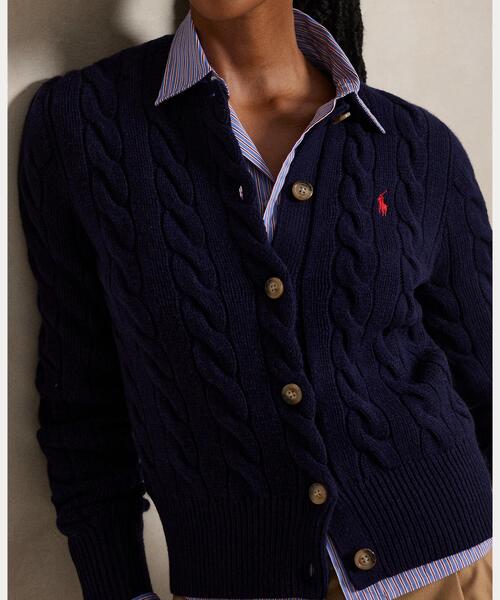POLO RALPH LAUREN（ポロ ラルフ ローレン）の「ケーブルニット ウールカシミヤ カーディガン（カーディガン/ボレロ・レディース・ブルー・L/XXS/XS/XL/S/M）」の5枚目の写真