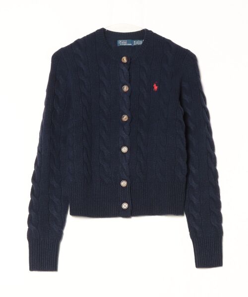 POLO RALPH LAUREN（ポロ ラルフ ローレン）の「ケーブルニット ウールカシミヤ カーディガン（カーディガン/ボレロ・レディース・ブルー・L/XXS/XS/XL/S/M）」の3枚目の写真