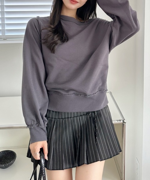 TREOVER(トレオーバー)の「【ワンショルでも着れて抜け感UP】アウトシームオフショルスウェットプルオーバー(Tシャツ/カットソー・レディース・チャコール/杢グレー/アイボリー・FREE)」の20枚目の写真