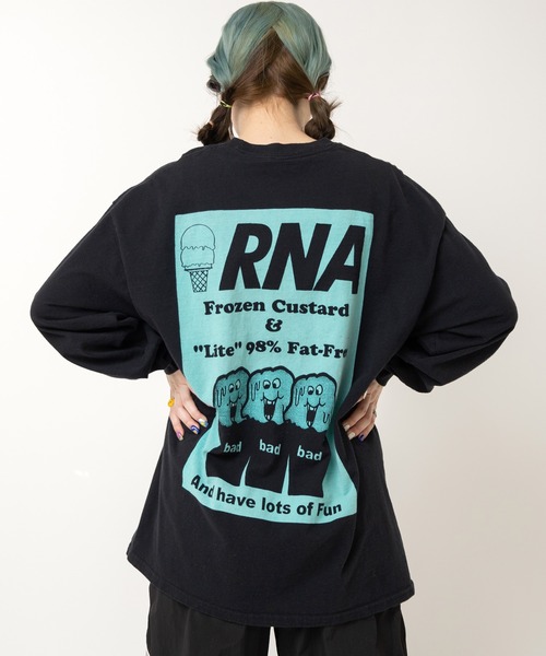 RNA(アールエヌエー)の「M2521 ウルフプリントロンT(Tシャツ/カットソー・レディース・ホワイト/ブラック/アッシュグレー・MEDIUM)」の2枚目の写真