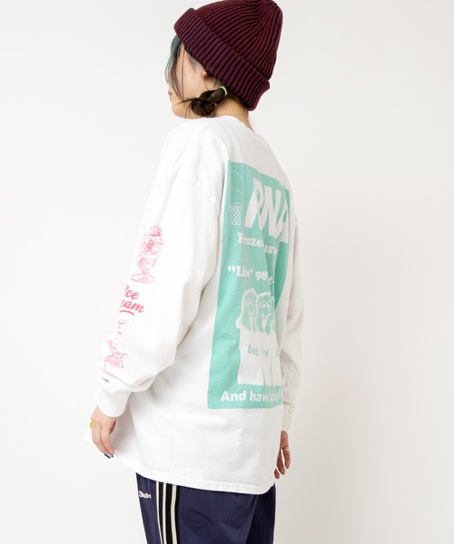 RNA(アールエヌエー)の「M2521 ウルフプリントロンT(Tシャツ/カットソー・レディース・ホワイト/ブラック/アッシュグレー・MEDIUM)」の5枚目の写真