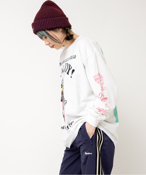 RNA(アールエヌエー)の「M2521 ウルフプリントロンT(Tシャツ/カットソー・レディース・ホワイト/ブラック/アッシュグレー・MEDIUM)」の4枚目の写真