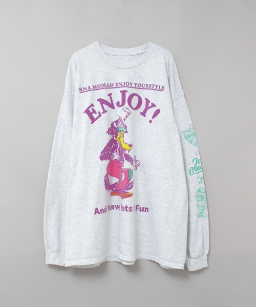 RNA(アールエヌエー)の「M2521 ウルフプリントロンT(Tシャツ/カットソー・レディース・ホワイト/ブラック/アッシュグレー・MEDIUM)」の17枚目の写真