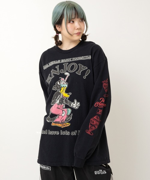 RNA(アールエヌエー)の「M2521 ウルフプリントロンT(Tシャツ/カットソー・レディース・ホワイト/ブラック/アッシュグレー・MEDIUM)」の8枚目の写真