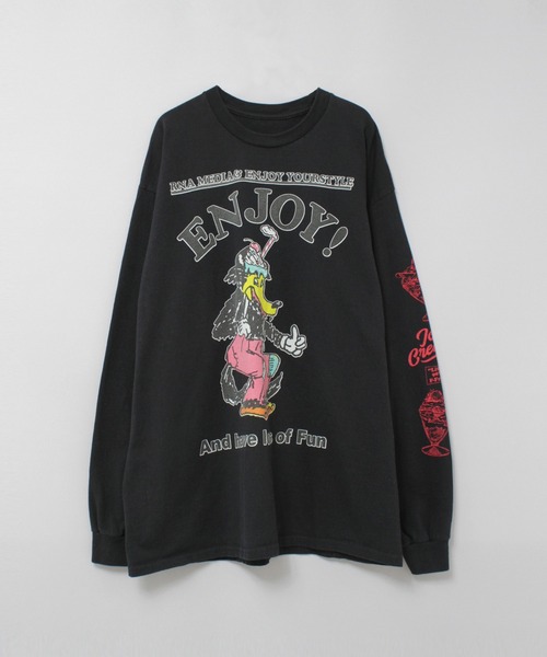 RNA(アールエヌエー)の「M2521 ウルフプリントロンT(Tシャツ/カットソー・レディース・ホワイト/ブラック/アッシュグレー・MEDIUM)」の10枚目の写真