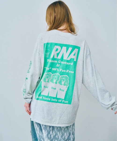 RNA(アールエヌエー)の「M2521 ウルフプリントロンT(Tシャツ/カットソー・レディース・ホワイト/ブラック/アッシュグレー・MEDIUM)」の13枚目の写真