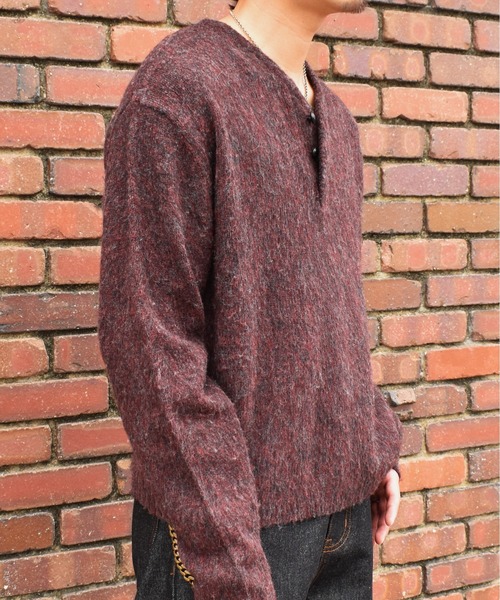 Noen(ノエン)の「ヘンリーネックメランジウールニット(ニット/セーター・メンズ・バーガンディー/グリーン/ブラック・LARGE/MEDIUM)」の11枚目の写真