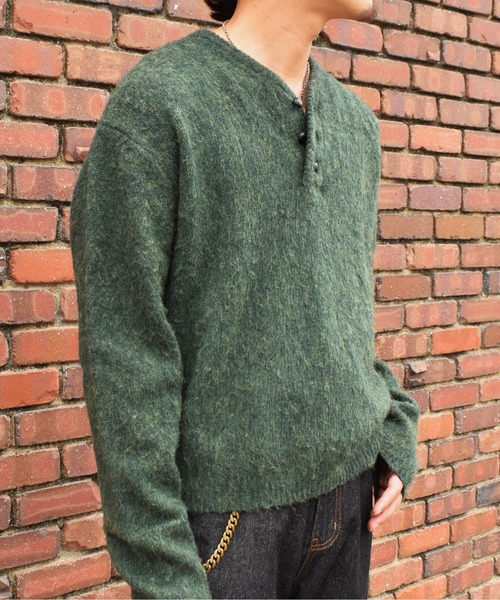 Noen(ノエン)の「ヘンリーネックメランジウールニット(ニット/セーター・メンズ・バーガンディー/グリーン/ブラック・LARGE/MEDIUM)」の8枚目の写真