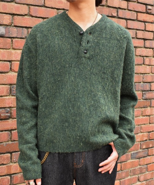 Noen(ノエン)の「ヘンリーネックメランジウールニット(ニット/セーター・メンズ・バーガンディー/グリーン/ブラック・LARGE/MEDIUM)」の7枚目の写真