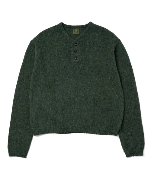 Noen(ノエン)の「ヘンリーネックメランジウールニット(ニット/セーター・メンズ・バーガンディー/グリーン/ブラック・LARGE/MEDIUM)」の5枚目の写真