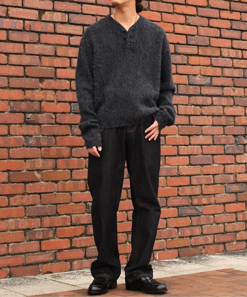 現行完売品✨45R スムースの908ヘンリー　ブラック　ヘンリーネックニット FREAK'S STORE（フリークスストア） セーター ニット 限定展開