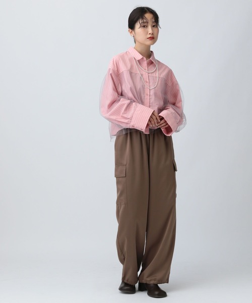 LEPSIM(レプシィム)の「チュールレイヤーストライプシャツ 582492(シャツ/ブラウス・レディース・ブルー/キャメル/ピンク・FREE)」の8枚目の写真