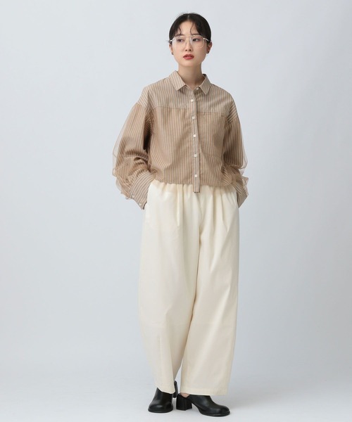 LEPSIM(レプシィム)の「チュールレイヤーストライプシャツ 582492(シャツ/ブラウス・レディース・ブルー/キャメル/ピンク・FREE)」の13枚目の写真