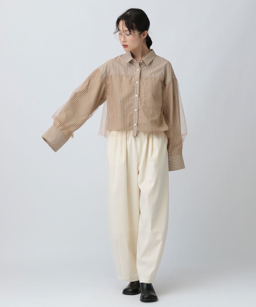 LEPSIM(レプシィム)の「チュールレイヤーストライプシャツ 582492(シャツ/ブラウス・レディース・ブルー/キャメル/ピンク・FREE)」の14枚目の写真